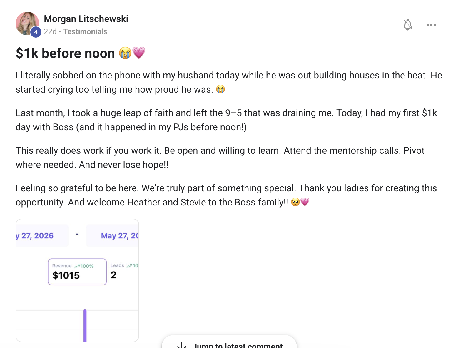 Morgan Litschewski — $1k before noon