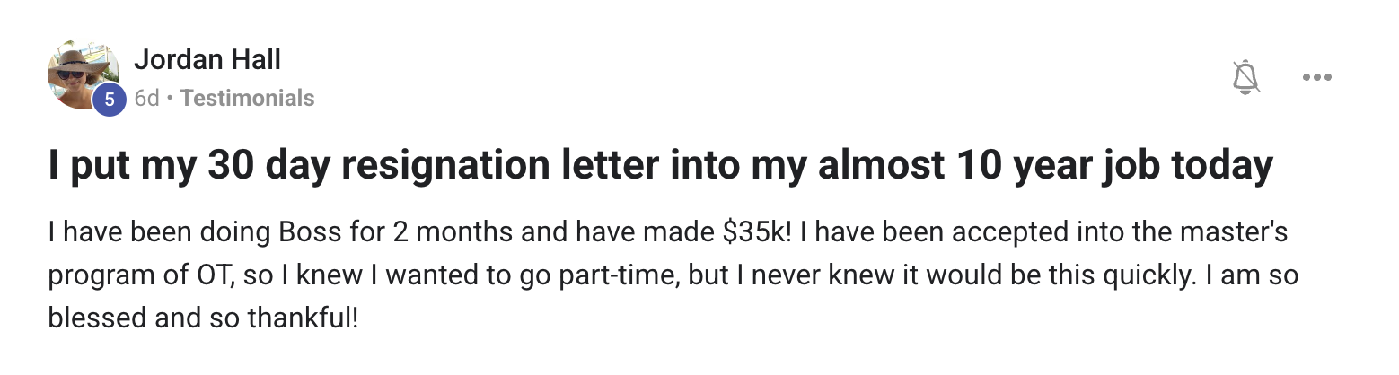 Jordan Hall — $35k in 2 months, put in resignation